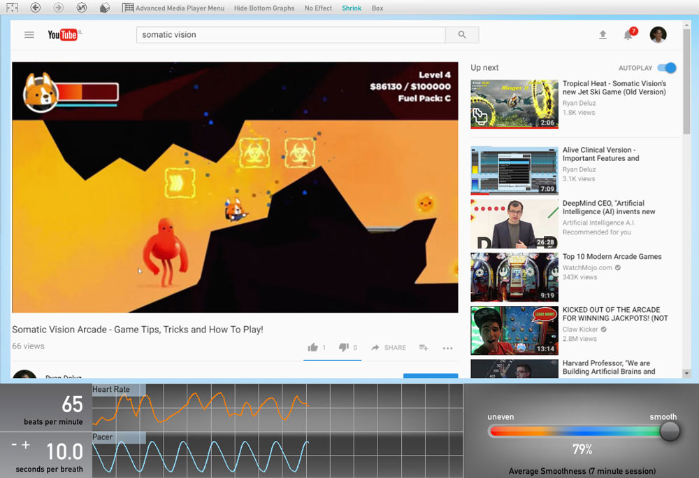 Advanced Media Player Youtube Biofeedback Example